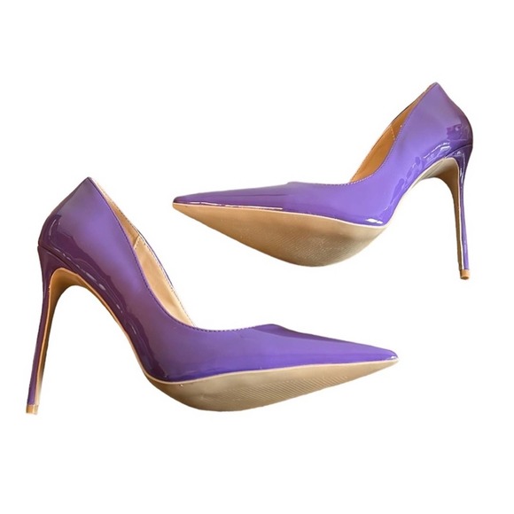 Shoes - Purple Patent Pointed Toe High Heels